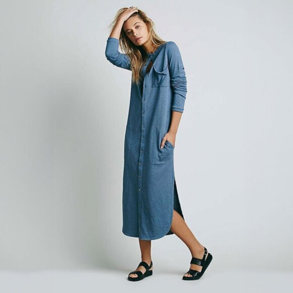FP Beach Something About Sam Shirtdress in Blue Moon- sz S